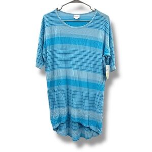 LuLaRoe NWT Irma Tunic Top Striped Women’s‎ Size XXS Blue Short Sleeve